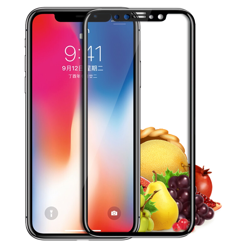 ESCASE 苹果iPhoneX/Xs手机膜钢化膜全屏手机贴膜苹果10手机保护膜高清防爆玻璃膜 黑色