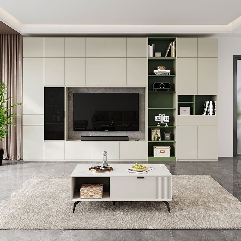 9月新品林氏家居意式极简风电视柜现代客厅高款大容量储物边柜置物架