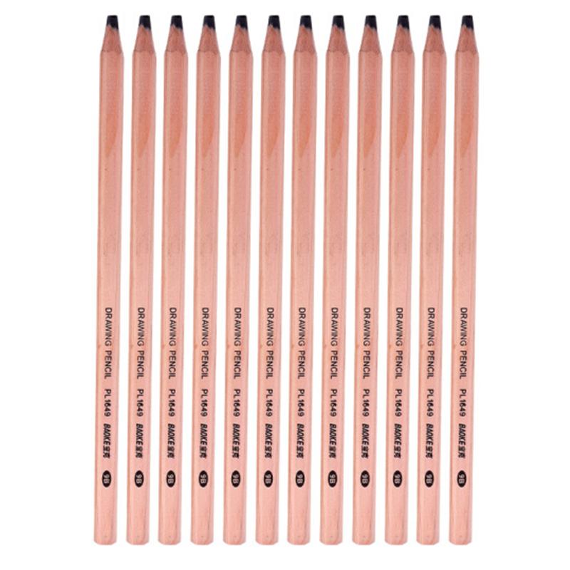 宝克baokepl1649美术素描学生铅笔办公绘图铅笔多灰度9b12支黑色