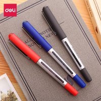 得力(deli)直液式走珠笔考试碳素签字笔红黑色水笔学生用文具用品中性笔