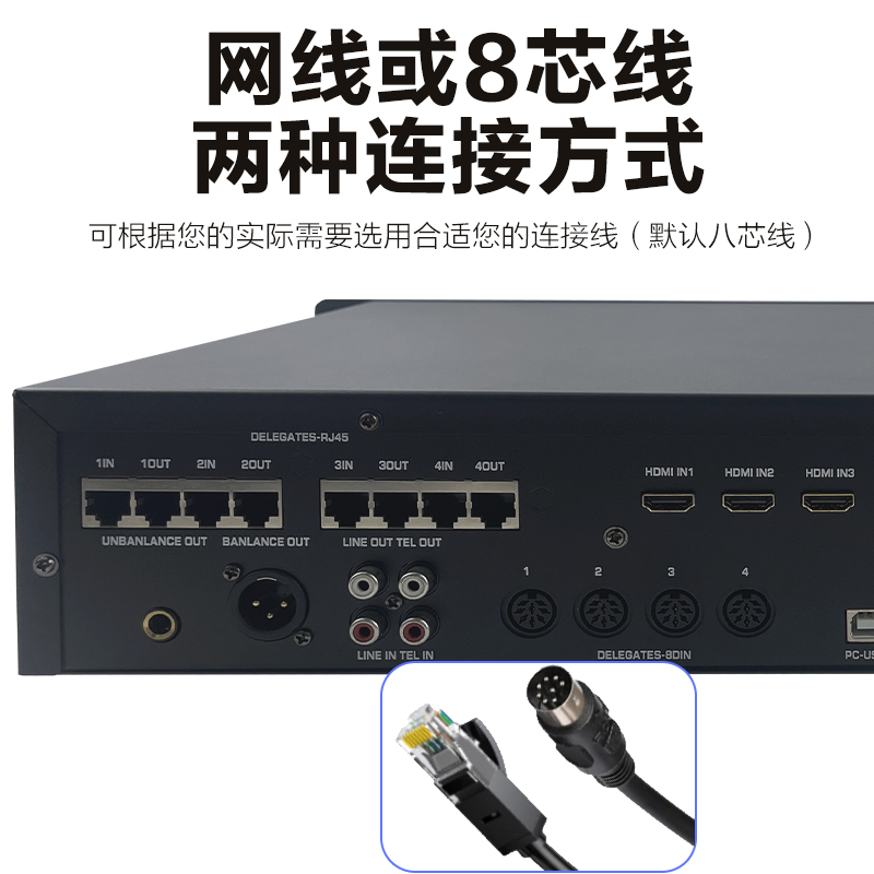 惠度(HuiDu)HD-830M有线手拉手会议麦克风工程多功能会议室桌面电容方管话筒一拖六高清大图