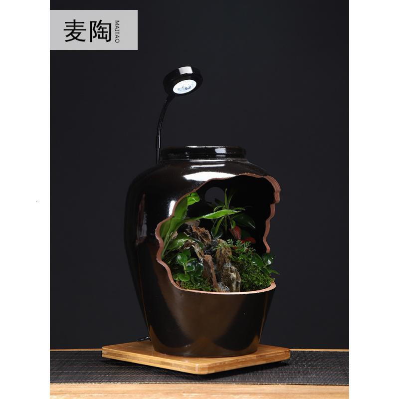 美帮汇微景观绿植陶罐假山植物造景家居客厅办公室装饰开业礼品高清大图