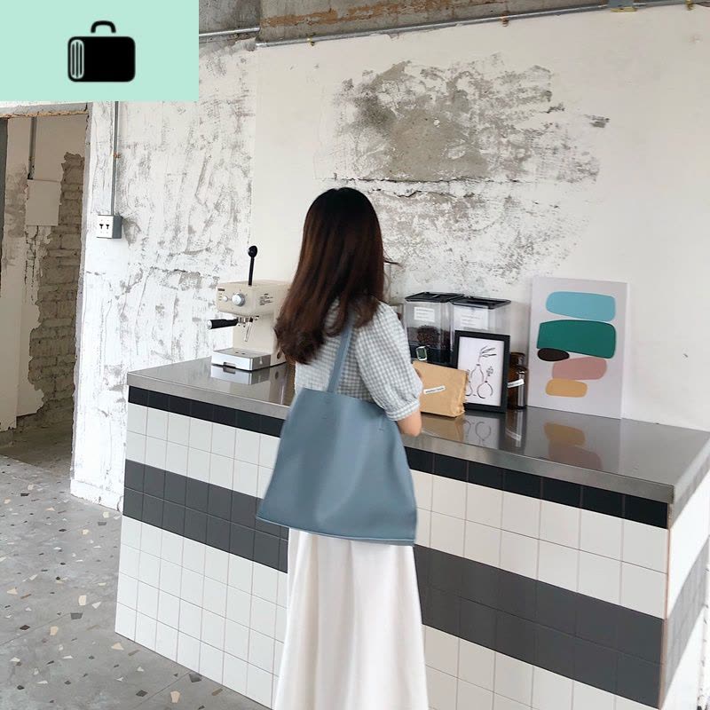 程牙伢 2020新款韩版简约超软托特单肩大包女 休闲百搭手提大包潮NEW LAKE女士单肩包图片