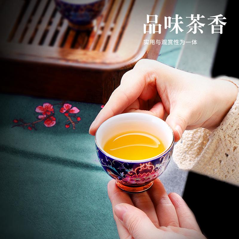 家柏饰(CORATED)珐琅彩品茗杯陶瓷家用茶杯套装喝茶杯子功夫个人杯6只礼盒装高清大图