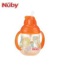 努比(Nuby)咔嗒双耳360°弹跳吸管杯270ml 橘色