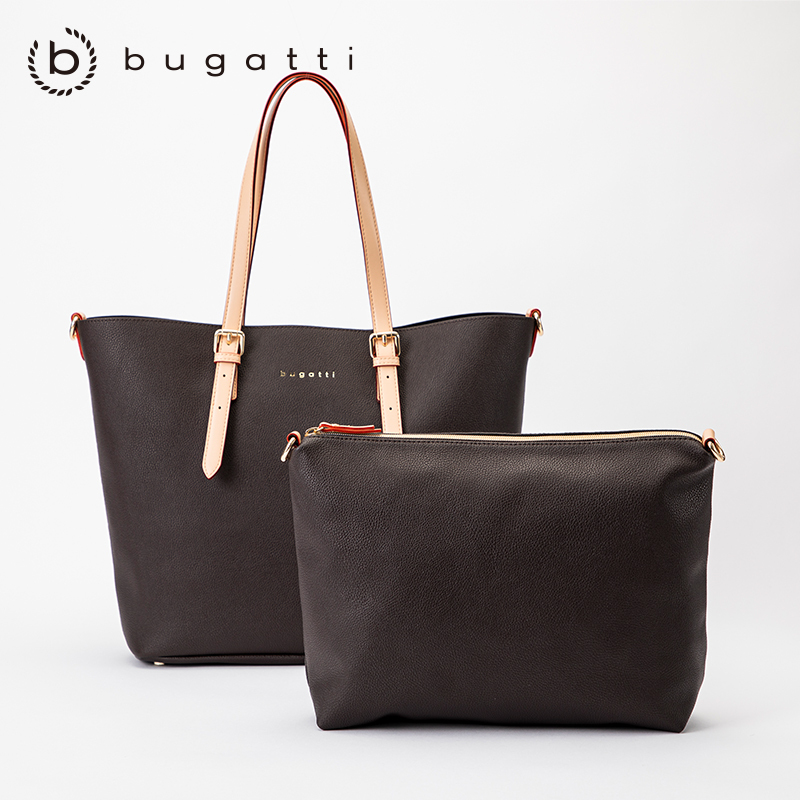 bugatti 德国轻奢品牌 时尚水桶包包菜篮子子母包女斜挎内胆欧美休闲女士手提包纯色简约大容量女包