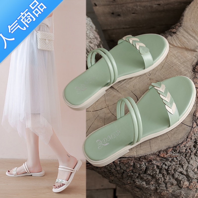 SUNTEK平底凉鞋女仙女风ins潮2023春夏新款网红百搭配裙子两穿沙滩凉拖高清大图