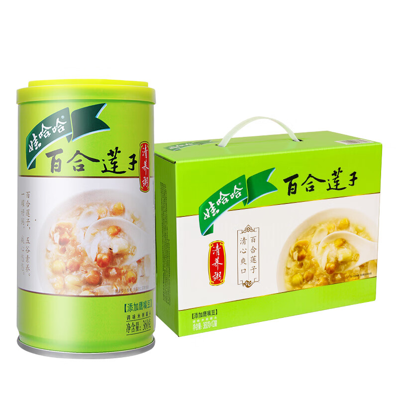 娃哈哈百合莲子清养粥礼盒 360g*12罐八宝粥 营养早餐速食粥整箱礼盒装