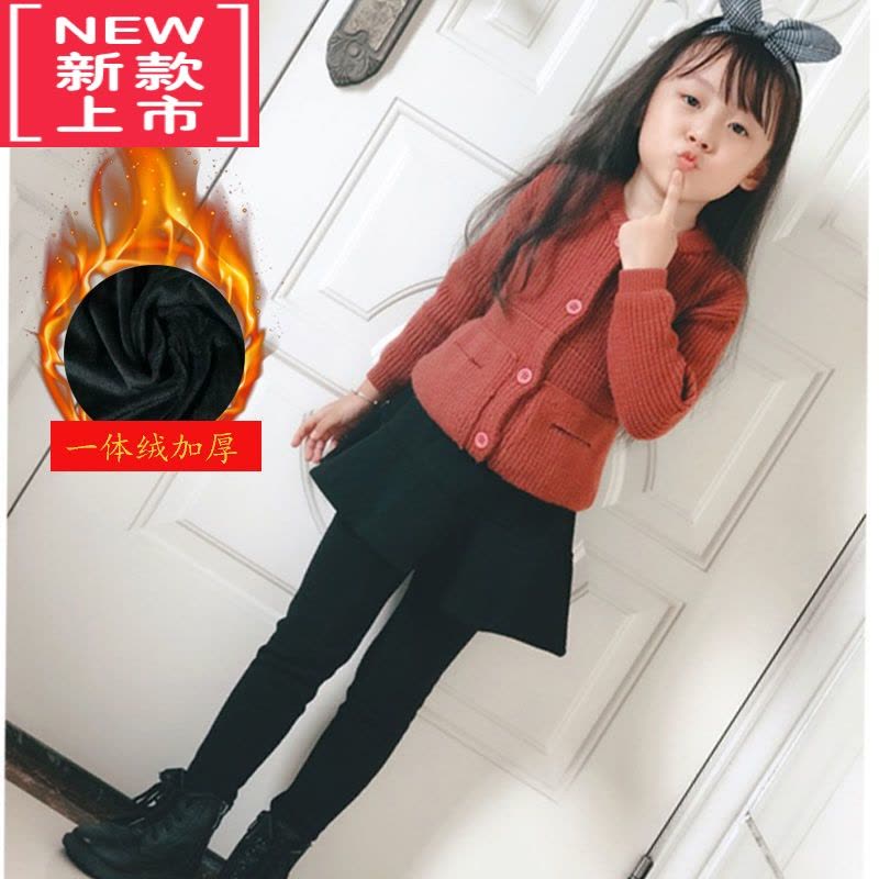 可莉允女童加绒裙裤假两件女宝宝加厚打底裤裙儿童外穿秋冬保暖紧身裤子图片