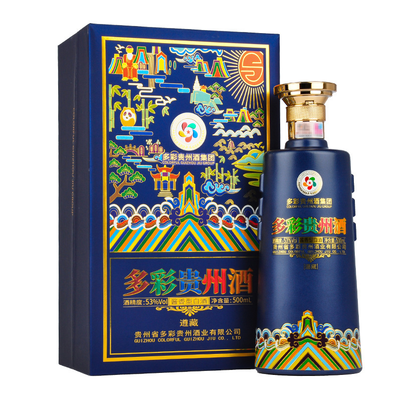colorful guizhou/多彩贵州53度遵藏酱香型白酒(内含酒杯)500ml单瓶