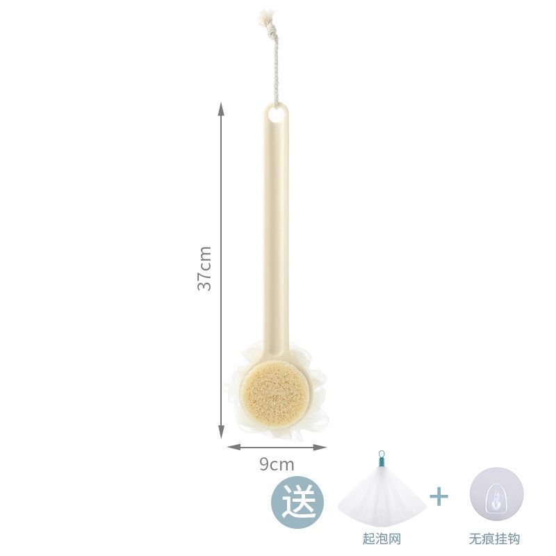 长柄搓背软毛洗澡刷宿舍后背沐浴刷白色[双效]送起泡网 挂钩>800_800