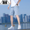 希杰狮王2023浅色牛仔短裤男士夏季薄款潮牌修身休闲男装外穿五分裤子中裤