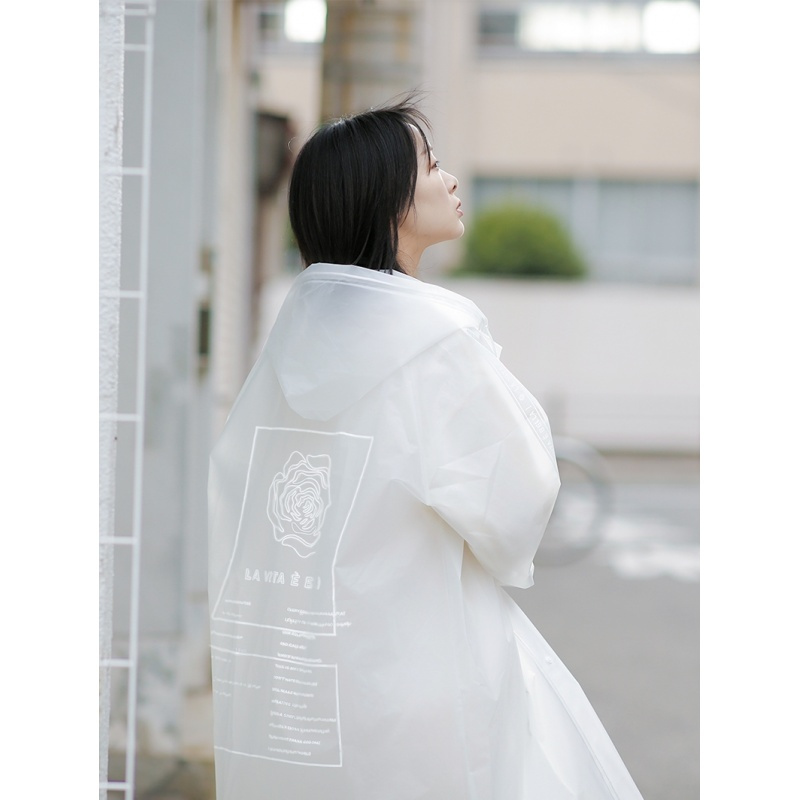 时尚透明雨衣女款男款情侣字母长款加厚户外旅行徒步雨披防水日用家居