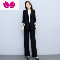 七斓西装职业套装2023新款女装干练气质高级感名媛高端西服套 M 黑色