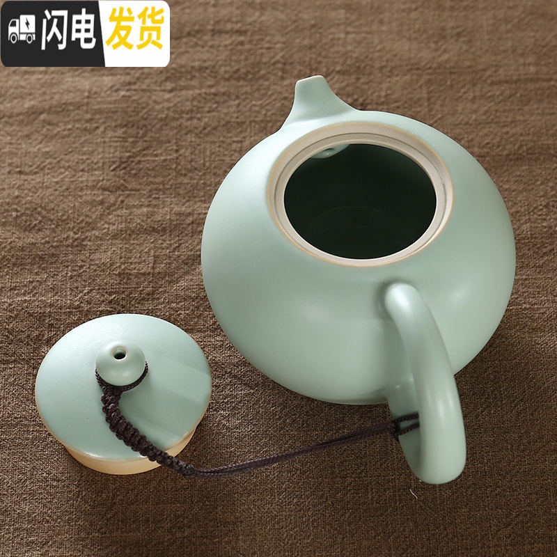 三维工匠汝窑茶壶单壶陶瓷可开片西施壶侧把壶日式天青功夫茶具家用泡茶壶 倒把西施壶(约180)高清大图
