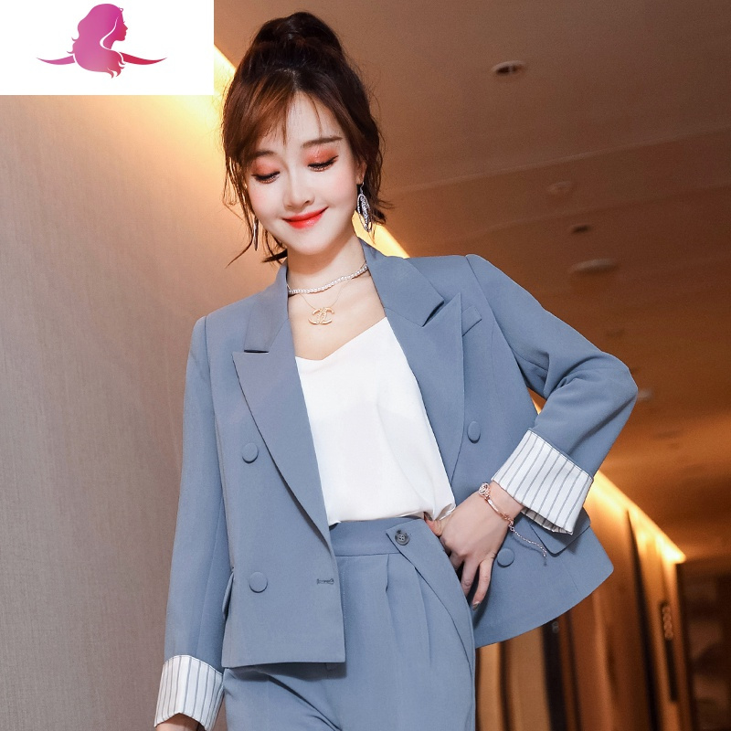 艳如飞小西装套装女气质时尚韩版小个子修身短款英伦风休闲西服春秋