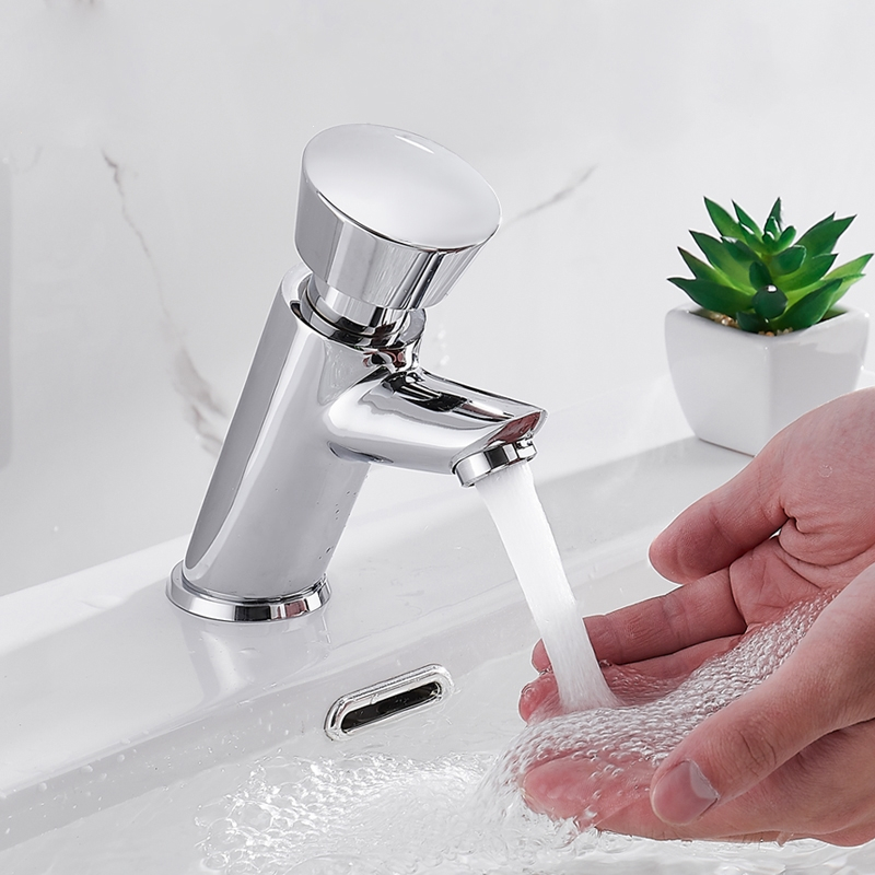 单冷按压式延时阀工程水龙头藤印象手压开关自动厕所洗脸洗手盆龙头