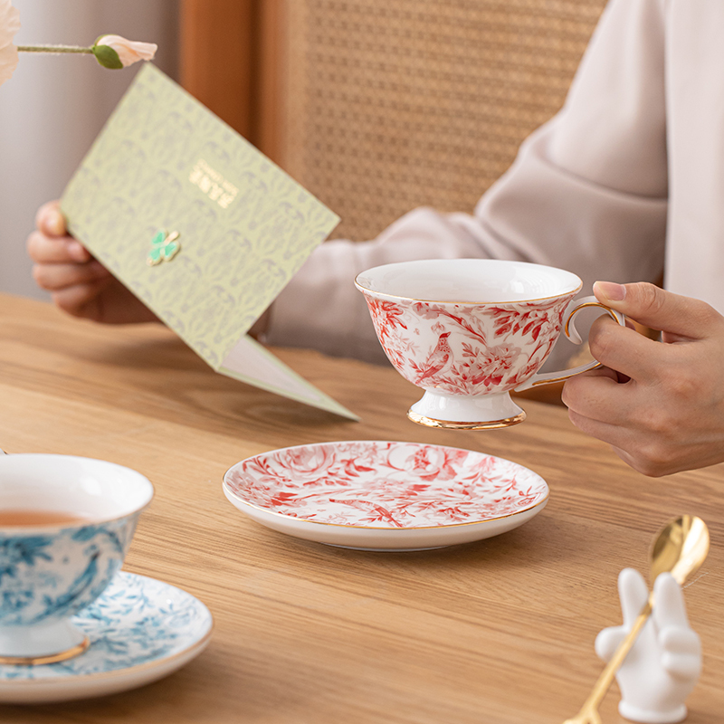 苏氏陶瓷(SUSHI CERAMICS)情侣咖啡杯碟套装新中式花鹊轻奢朋友生日乔迁闺蜜新婚伴手礼物
