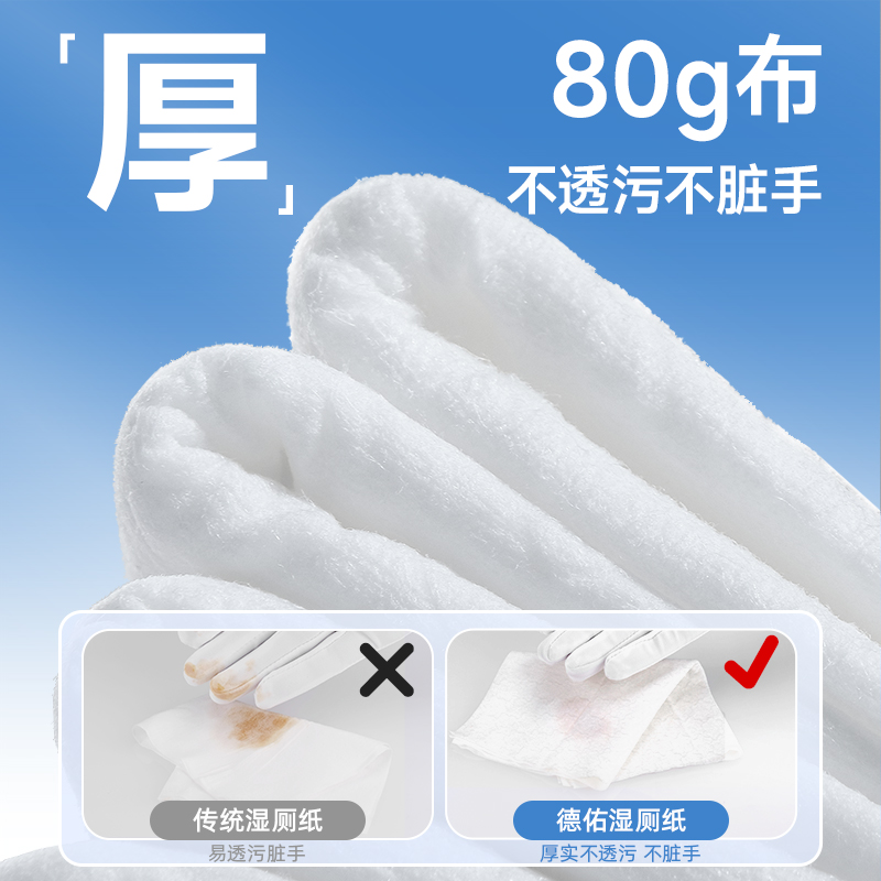 [补贴10%]湿厕纸家庭实惠装私处擦屁屁男女士专用湿厕巾80抽洁厕湿巾 [80抽3包]配方升级更滋润高清大图