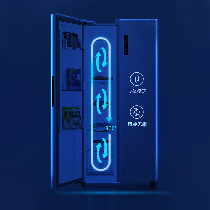 Midea美的冰箱 对开门冰箱风冷无霜470升一级变频智能物联铂金净味纤薄机身大容量节能冰箱家用自营同仓同款