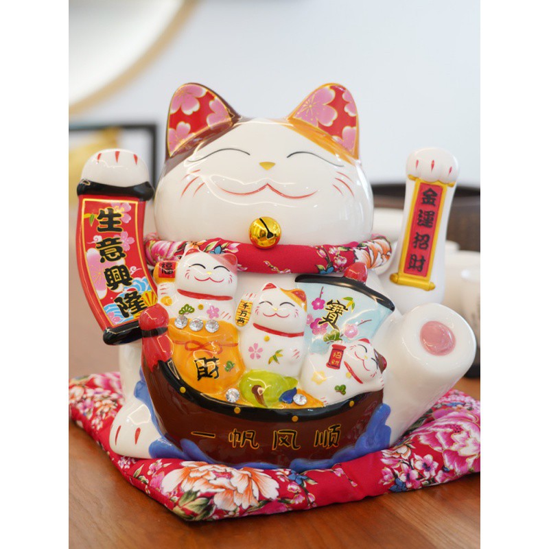 猫摆件自动招手店铺开业收银台小号桌面流水电动摇手发财猫 三维工匠 元宝猫36.5*23.5*32.5cm猫高清大图