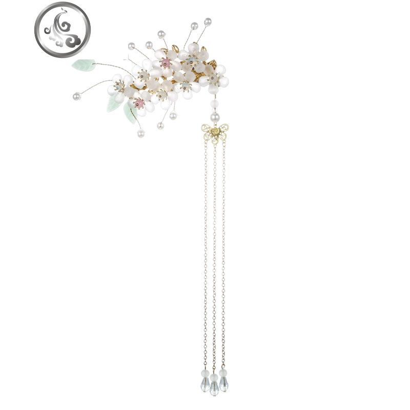 汉服头饰女流苏步摇发夹古风发饰套装花朵对夹古装写真表演配饰品jimi