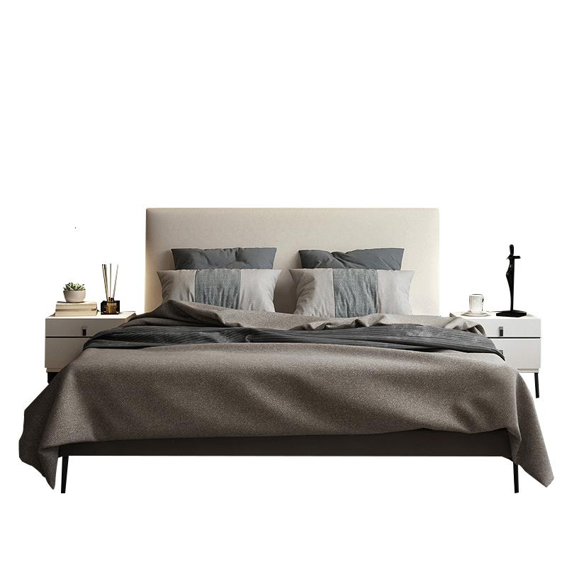 布艺床可拆洗简约现代双人床1.8米轻奢小户型北欧风格1.5主卧婚床 单床+床头柜*2+椰棕床垫1800mm*2000mm组装式架