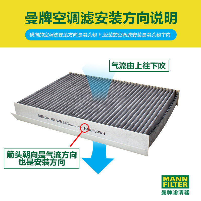 曼牌(MANN)活性炭空调滤CUK25041适配哈弗H4/H6 2代/哈弗F5/F7/F7x/大狗/魏派VV5/VV6