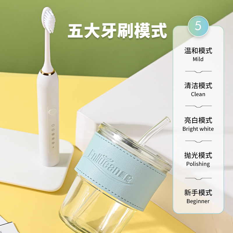 鹰伦(Enlluean) 尊尚洁齿套装SKT-Y8839(电动牙刷+玻璃杯)高清大图