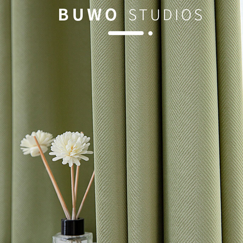 添福运 法式浪漫轻奢遮光窗帘北欧简约现代挂钩窗帘打孔窗帘飘窗客厅帘子遮阳布拼色儿童房奶油风窗帘轻奢卧室挂钩纯色窗帘高清大图