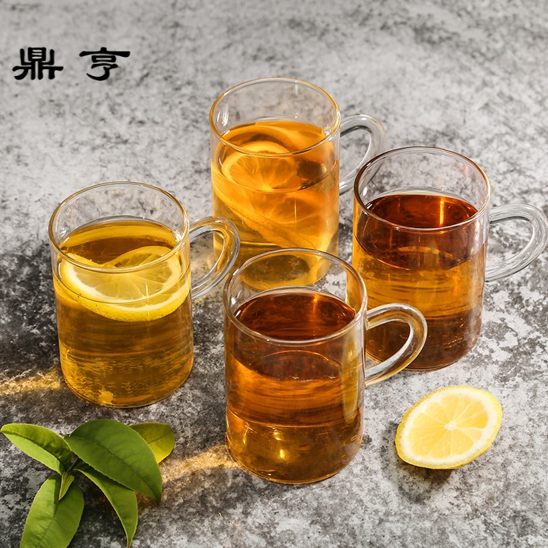 鼎亨加厚耐热玻璃小茶杯功夫茶具套装家用带把泡品茗普洱茶茶杯子