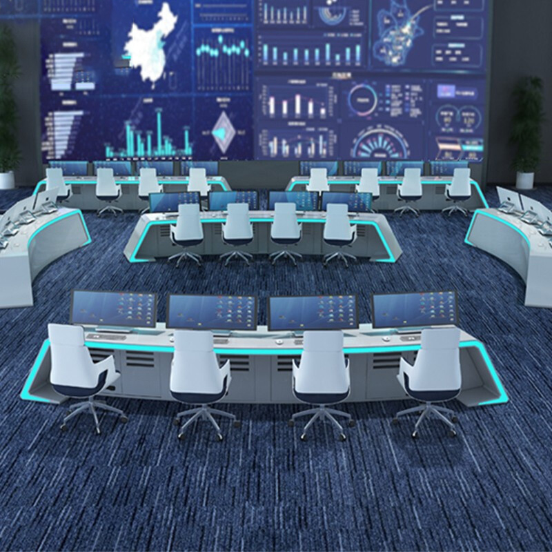 绵冠MIANGUAN控制台指挥中心指挥桌控制调度台工作操作台监控台白色板式 双联 双人位2800*800*980