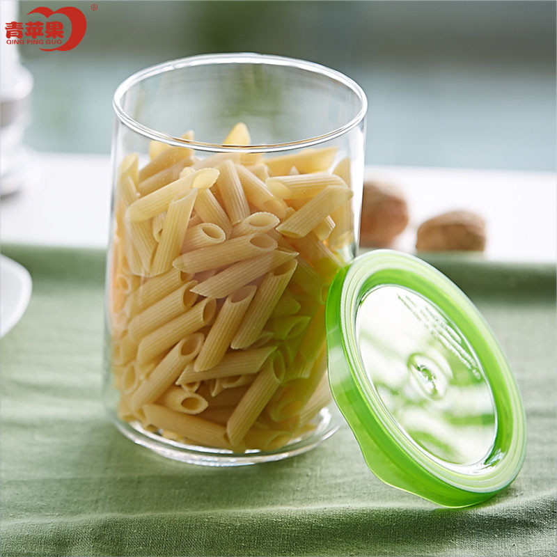 青苹果 玻璃储物罐 无铅家用密封罐 厨房用品置物罐 茶叶罐 玻璃奶粉罐