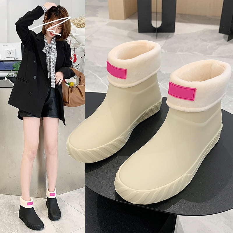 古达时尚雨鞋女冬低帮水鞋水靴短筒雨靴洗车买菜厨房鞋胶鞋