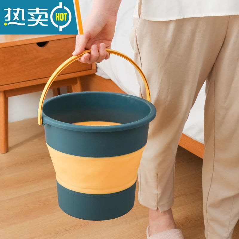 敬平折叠桶水桶便携式旅行洗车载钓鱼桶可家用大小号伸缩洗澡加厚塑料 折叠水桶-大号深蓝(16.8L)图片