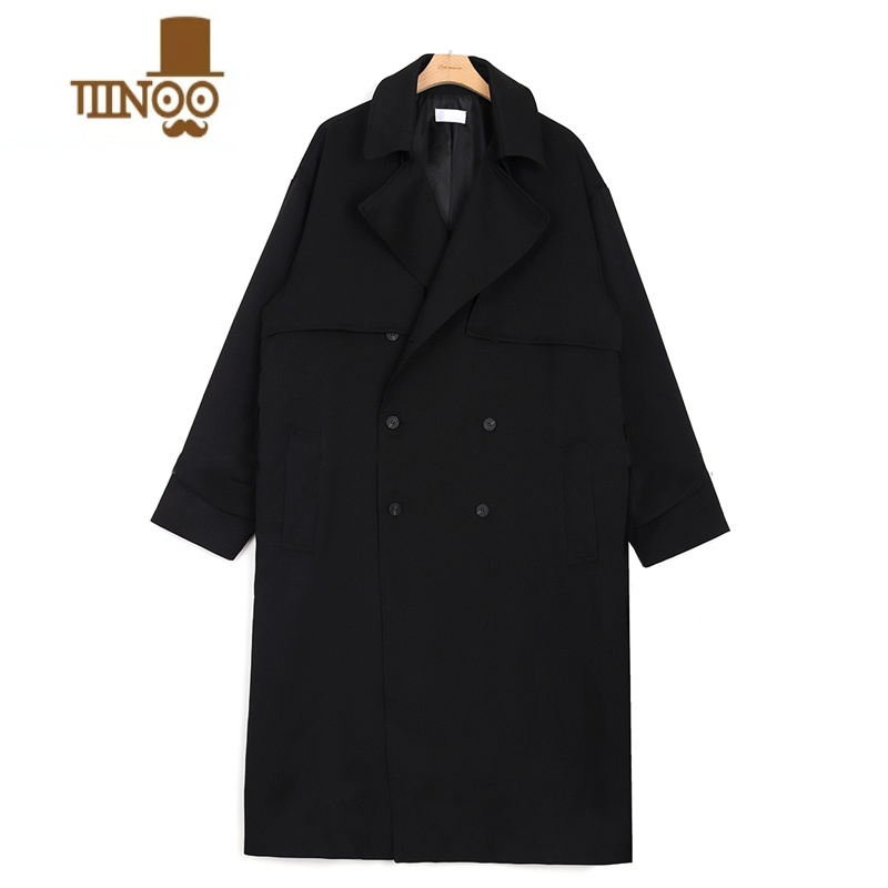 YANXU2023新款风衣男士中长款潮流休闲卡其色大衣外套感薄款高清大图