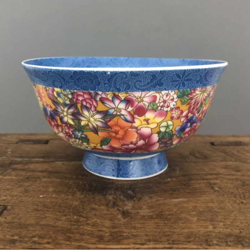 清乾隆粉彩万花薄胎餐具饭碗景德镇仿古陶瓷家居装饰摆件收藏古玩