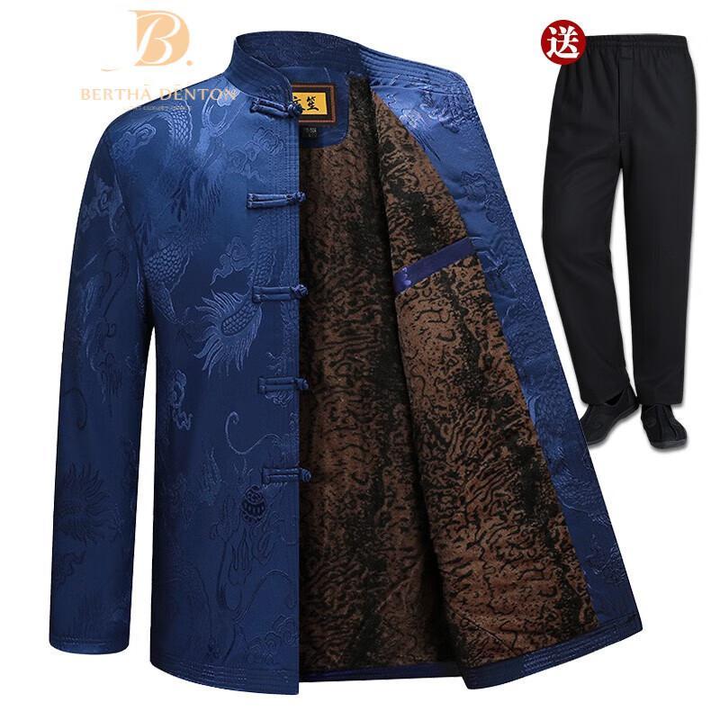 品牌唐装男冬季老人加绒爸爸棉袄外套中老年生日过寿爷爷装棉衣服套装