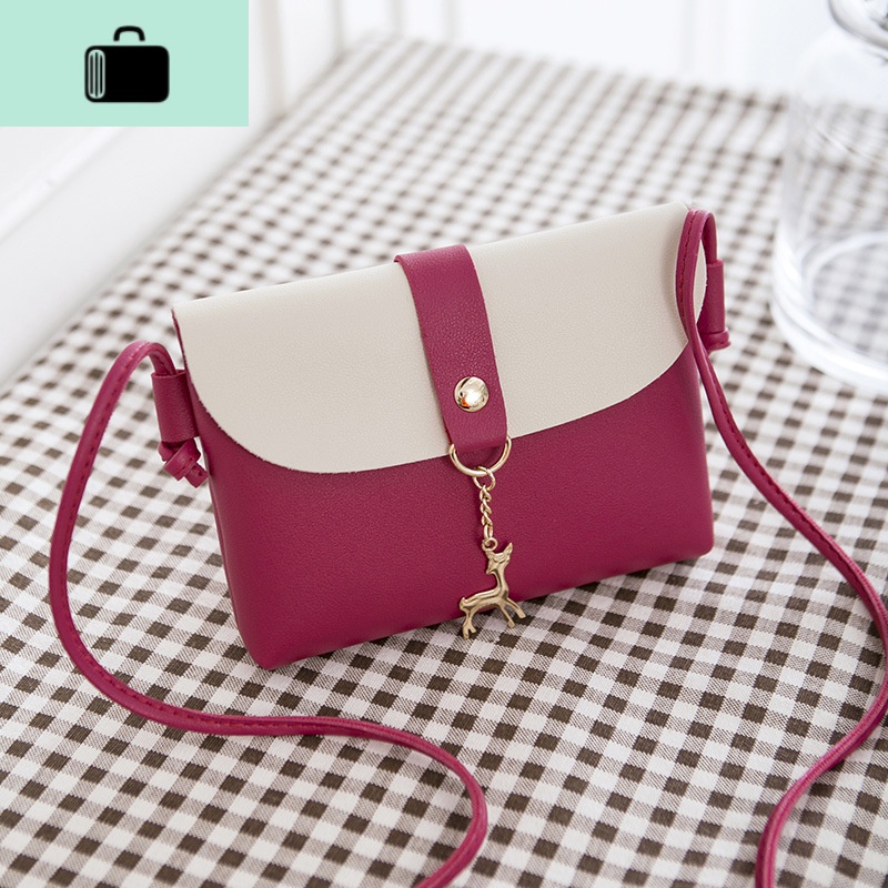 女生斜挎包包韩版时尚手机包女新款单肩包学院网红零钱手提小方包NEW LAKE女士钱包/卡包 横款玫红
