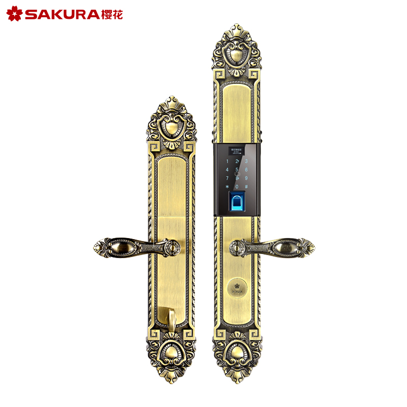 樱花(SAKURA)滑盖指纹锁欧式别墅app庭院大门智能门锁防特斯拉线圈DZ-8383S