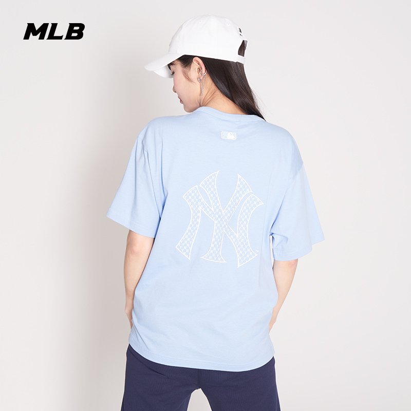 mlb男女情侣t恤大logo印花圆领短袖运动休闲22春夏新款宽松上衣正品