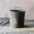 非洲元素复古黑陶色 水泥装饰花器花盆 土培欧式园艺 中号（底部已打孔） 特大_461