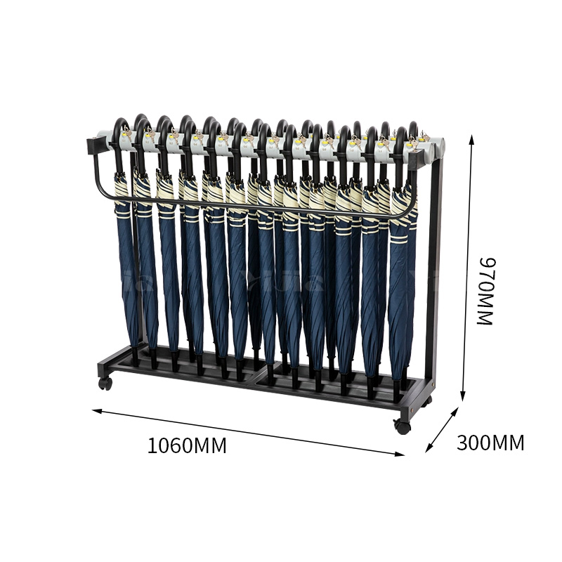 翌嘉YJ4122869 雨伞架大容量伞架商用酒店铁艺含锁雨伞收纳架 加高款24头含24把伞高清大图