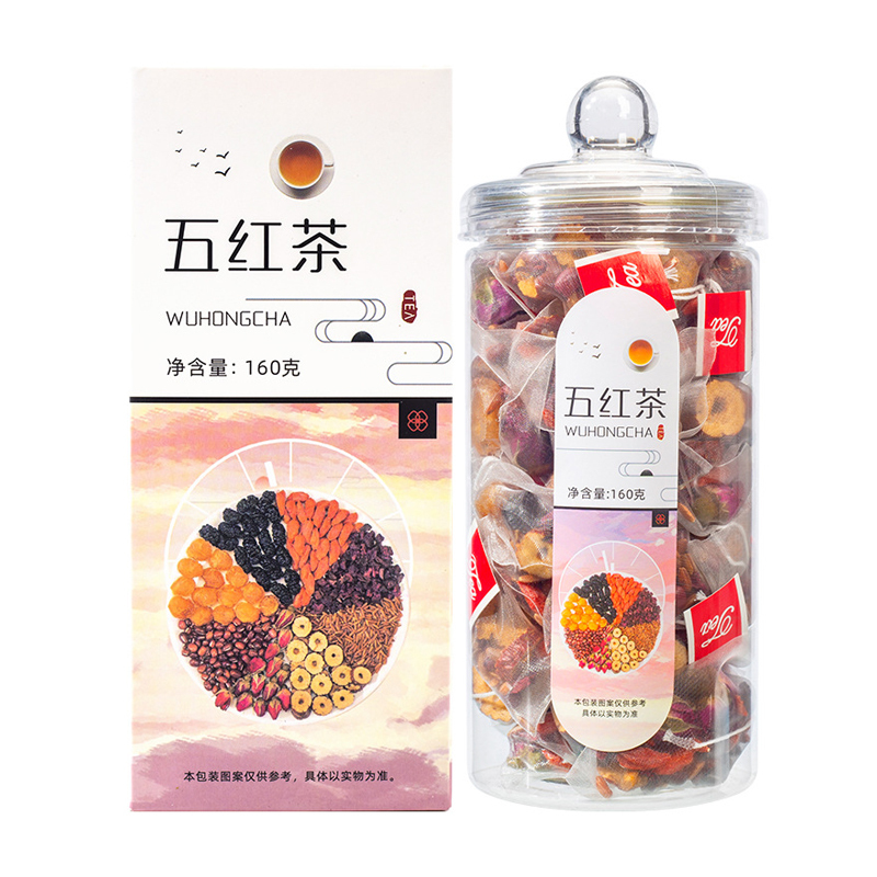 雅丽百花缘 五红茶160g 花果茶20包 红枣红豆红米桑葚枸杞20包三角包袋泡茶