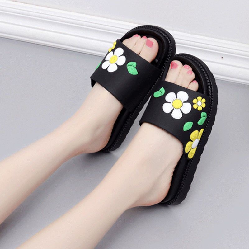 拖鞋女夏外穿韩版松糕厚底立体花朵女士拖鞋百搭防滑家居凉拖鞋女