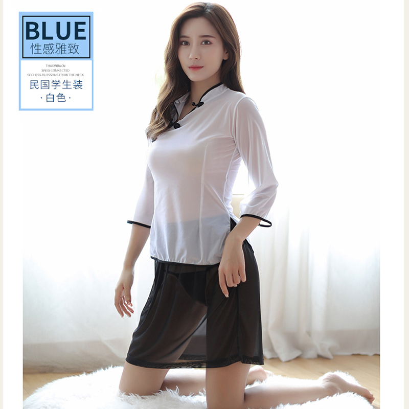 宜约女式情趣睡衣裙性感内衣成人用品制服套装破洞开档露乳免脱诱惑骚