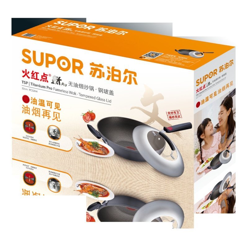 苏泊尔火红点钛Pro玻璃盖无油烟炒锅PC30H4