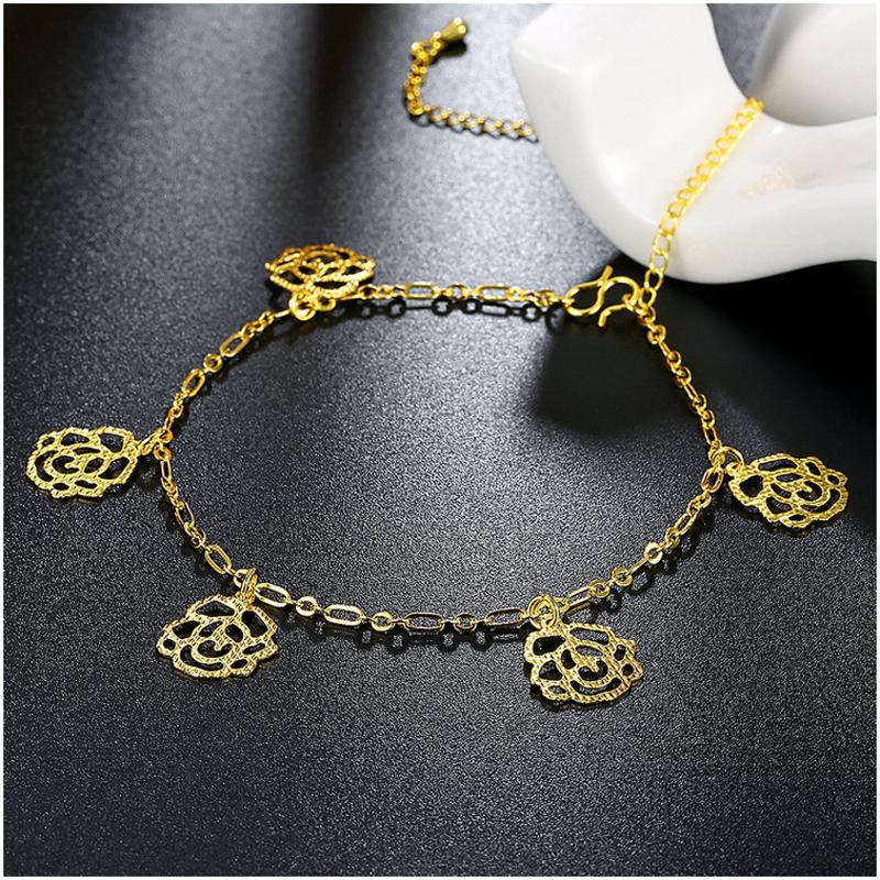 A063-A Women 18K yellow gold anklet jewelry 镀黄金色女脚链潮