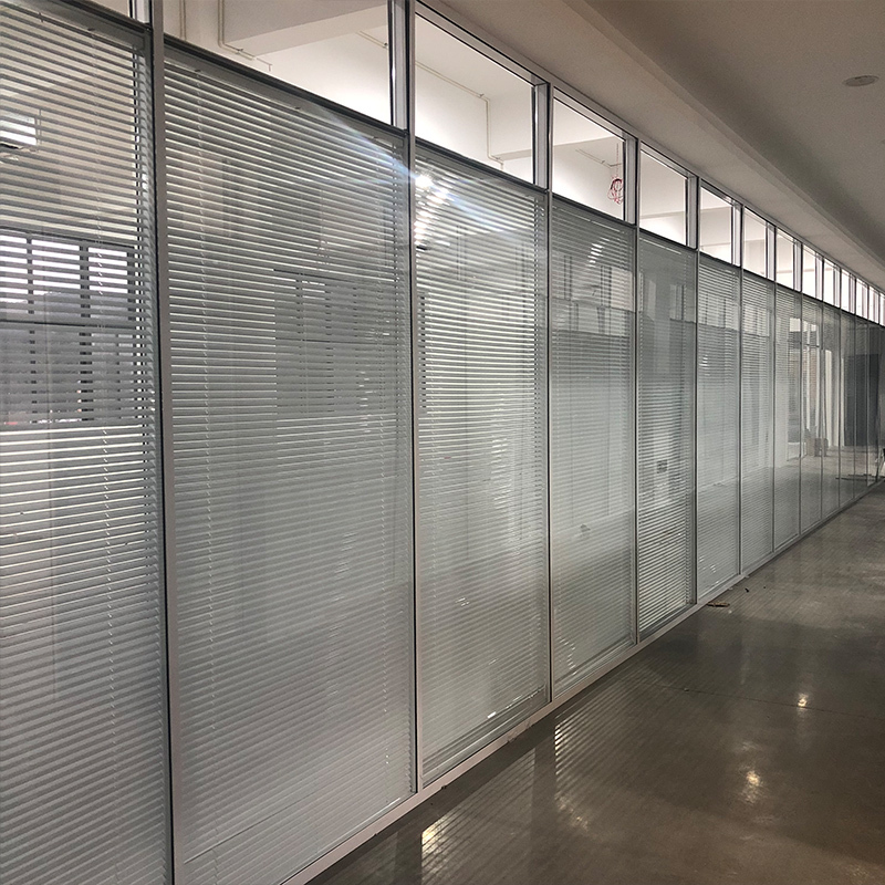 定制钢化玻璃隔断墙办公室房间铝合金高隔断双层玻璃百叶窗隔断间