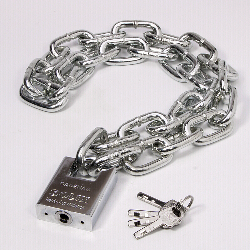 汐岩链子锁加长 链条锁电瓶车抗液压剪大锁加粗家用锁锁具玻璃防盗摩托车自行车锁 铁链子锁链高清大图